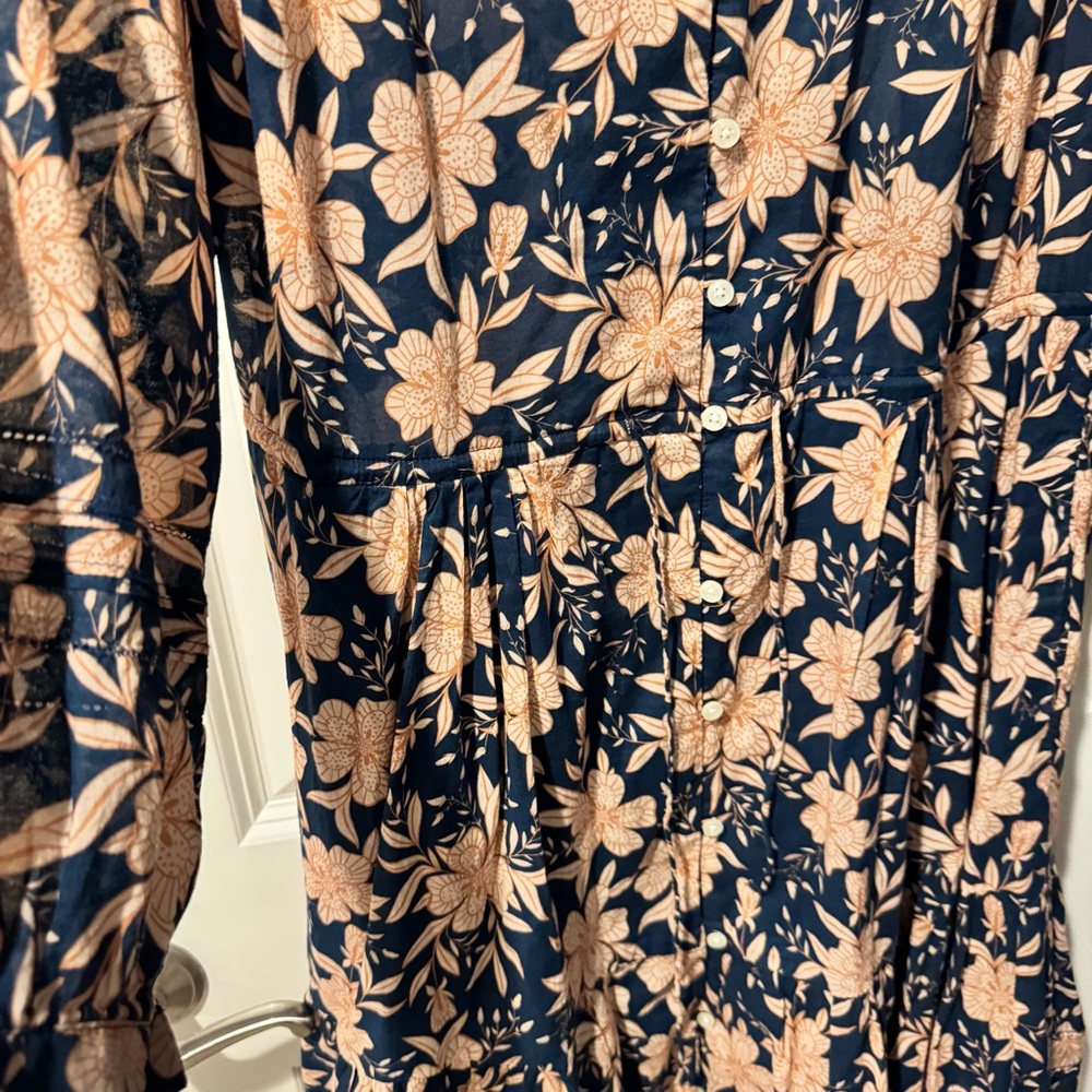 Trovata Birds of Paradis Yulia Floral Paloma Floral Long Sleeved Shirtdress | M - Picture 5 of 7